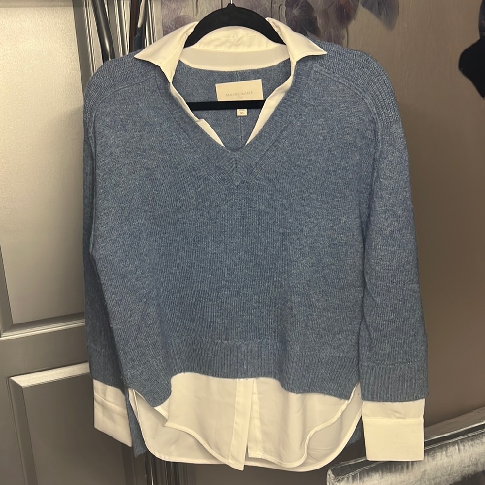 Brochu Walker White Collard Sweater